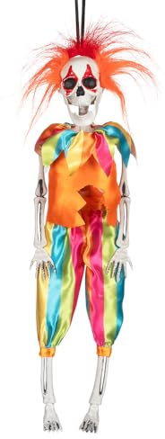Boland 73200 - Hängende Horror Dekoration, Clown Skelett, 40 cm, Party Deko für Mottoparty und Halloween, Hängedeko