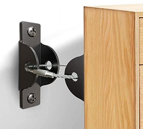 Kit de 4 anclajes de pared para muebles, ancla de gabinete resistente, correa de seguridad ajustable para estantes, aparadores, armarios, soporte de TV