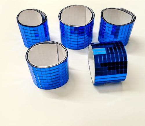 Blå självhäftande glasspegelmosaik, 2 400 st 5 x 5 mm spegelplattor för gör-det-själv discoboll, cowboyhatt, vas, flaska, inredning (blå, 2 400 st)