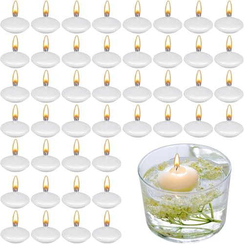 Schwimmende Kerzen Weiß, 45 Stück Unparfümierte Schwimmende Kerzen für Pool, Badewanne, SPA, Hochzeit, LED Teelichter für Dekoration, Valentinstag, Weihnachten, Party Deko