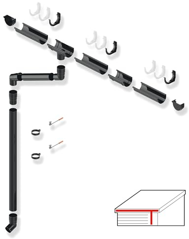 SMART Dachrinnen-Set PVC, 38-teilig, 100/63 mm für 8 m Dachlänge (Grau)