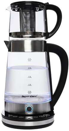 Elektrischer Glas Teekocher Wasserkocher, 1500W 220V Heißwasserkocher mit Teesieb LCD-Anzeige Temperatur, V-förmige Tülle, Doppelter Wasserkocher Teekocher für Büros, Hotels, Wohnungen, Hausgebrauch