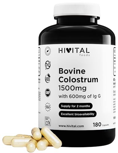 Kolostrum 1500 mg. 180 kapslar för 2 månader. | 100% Naturligt Bovint Kolostrum från Betande Kor med 600 mg (40%) IgG. Rik på Aminosyror. Tillverkad av HIVITAL.