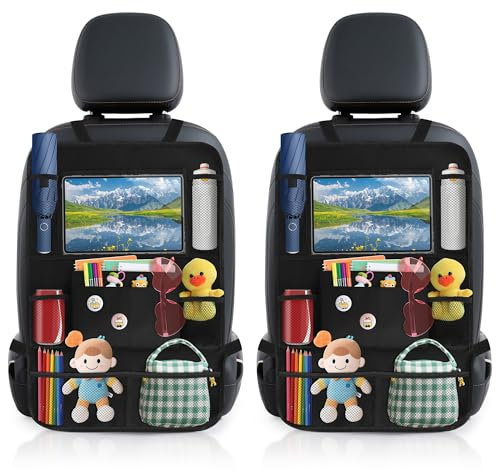 Jawell 2 Pezzi Organizer Sedile Auto, Proteggi Organizzatore Sedile Posteriore con Tasca Trasparente per iPad, in Materiale Nylon, Impermeabile e Resistente, Portaoggetti per Auto Universale