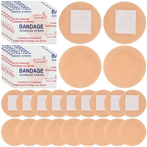 WOFASHPURET Vendajes Adhesivos Impermeables para Heridas 100 Unidades Vendajes para Nudillos de Pe Redondos 22 Mm Transpirables Protección Primeros Auxilios Cuidado Personal Adultos Niños