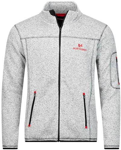 MONTE FUEGO Fleecejacke Herren Hellgrau mit Reißverschluss, Jacke div. Größen, Übergangsjacke, Strickjacke, Outdoor Sweatjacke (DE/NL/SE/PL, Alphanumerisch, XL, Regular, Regular)
