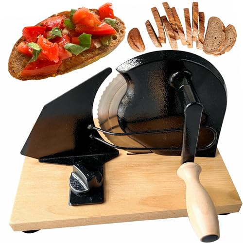 SLICER Cortadora de pan manual, cortadora de todos, grosor de corte ajustable sin niveles, 1-20 mm, cortadora para pan, carne, queso, verduras, hoja redonda intercambiable (negro/negro, diseño 2)
