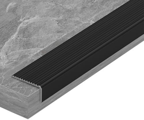 Profilo Angolare per Scale in Alluminio, 90cm Profilo per Bordo Scalas Profilo per Gradini, Profilo per Scale L(Zwart,W5cmxL90cm)