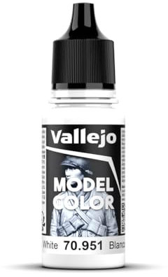 Vallejo Model Color Pintura Acrílica Blanco (White) Acabado Mate, 18 ml. Autonivelante y Sistema BSL para Modelismo y Figuras