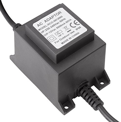 Greenice Transformador - Fuente de Alimentación AC/DC - Convertidor AC/DC 230 VAC/12VDC - 60W IP68 [PL21900060WIP68]