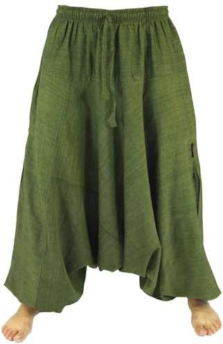 GURU-SHOP, Pantaloni Harem Pantaloni Pluderhose Pumphose Aladdin in Cotone, Verde, Dimensione Indumenti:40, Pantaloni Pluderhosen e Aladin