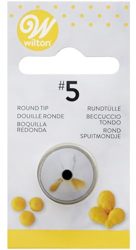 Wilton Beccucci in Acciaio Inox #5 Rotondo Cardato, Beccucci Sac a Poche, Piping Tip Riutilizzabile per Decorare Torte, Cupcake, Biscotti, Pasticcini