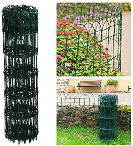 950mm x 10m Garden Border Fence Green PVC Coated Galvanised Wire Lawn Edge Fencing by True Products