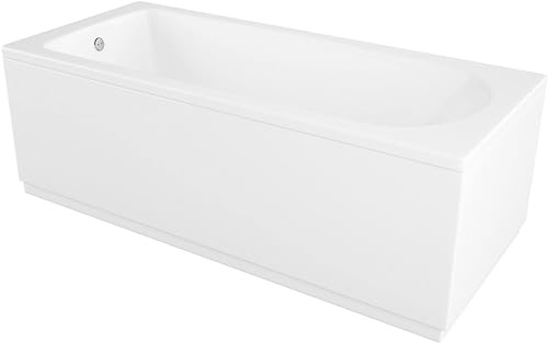 VeeBath Rosina Bathroom White Gloss Bath Single Ended Curved Acrylic Bathtub with Adjustable Feet - 1500 x 700mm