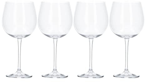 MIKASA Julie Luxury Lead Free Crystal Copa Gin Balloon Glasses, 665 ml, Clear, Set of 4
