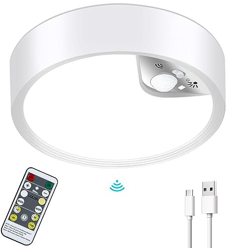 Lightess LED Deckenleuchte mit Bewegungsmelder Deckenlampe mit batterie 10000 mAh und USB Wiederaufladbar 3 Helligkeit Dimmbar Batteriebetriebe lampe decke für Flur Küche Balkon Bad Treppe Gang