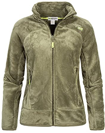 Geographical Norway Upaline Lady - Fleecejacke Damen Fine Frauen Warm Fermetur Zip - Jacke Fleece Herbst Winter Frühling Warm Frauen - Long Sleeve Pullover Pelz Weich Komfort Outdoor (Olivgrun L)