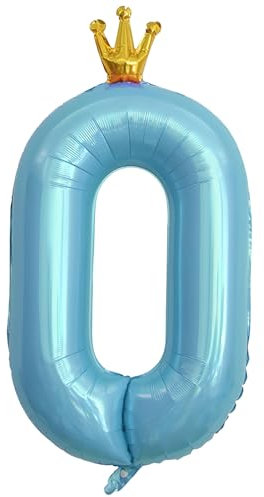 ASTARON Luftballon 0, Zahl 0 Ballon 40 Zoll Zahlenballon für Geburtstag Party Dekorationen, blaue Zahl Ballons mit Krone für Jahrestag Dekorationen Mädchen Geburtstag Party Dekoration