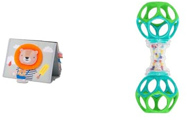 Taf Toys 12705 - Aufstellbuch Savanne & Bright Starts, Oball, Greifling Ball Rassel Spielzeug für unterwegs, Interaktives Babyspielzeug