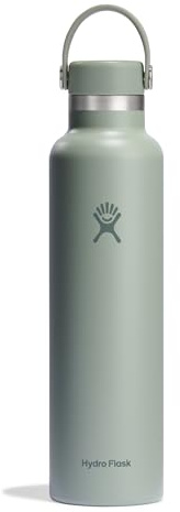 HYDRO FLASK - Standard Mouth Water Bottle 709 ml (24 oz) - Vacuum Insulated Stainless Steel Water Bottle with Leak Proof Flex Cap and Powder Coat - Agave