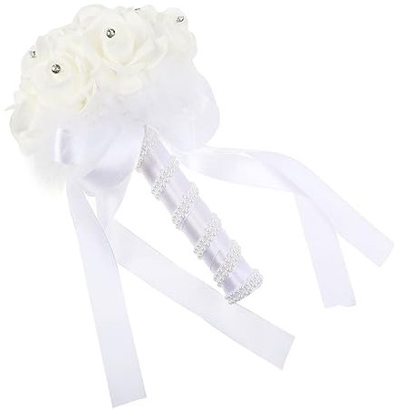 Cabilock Simulation Handstrauß Ramo De Flores Artificiales Simulation Blumenstrauß Brautblumensträuße Rosenstrauß Hochzeitssträuße Hochzeitsblumensträuße Brautstrauß Blumen Weiß Sport