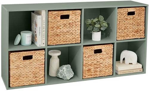 Best Choice Products Kids Bookcase 8-Cube Storage Organizer, 13.5in Shelf Opening, Bookshelf, Toy Storage, Customizable w/ 3 Removable Back Panels – Sage