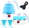 behone Bollitore Elettrico Pieghevole da Viaggio, 600 ml, Blu Chiaro / Bianco, Portatile, con 2 Bicchieri Pieghevoli, per Cucina, Viaggi, Campeggio, Vacanze
