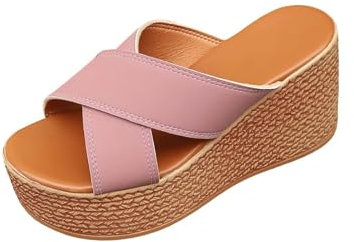 Zapatos de verano con puntera abierta para mujer, estilo casual, con boca de pez en el talón, parte inferior gruesa, con pantuflas, zapatos peludos para casa, Pink, 40 EU