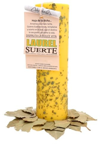 LAMARE Candela Esotérico Alloro – Fortuna - Candela Esoterica Ritual per Attrarre la Buona Fortuna, Prosperità, Ricchezza - Candele Artigianali con Stoppa 100% Cotone Naturale