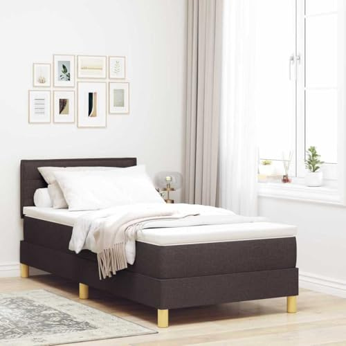vidaXL Boxspring säng med madrass och LED Mörkbrun 80X200 cm Tyg Nutida design för vuxensovrum Fläckbeständig Stabil ram Möbler Sänglösningar Belysning