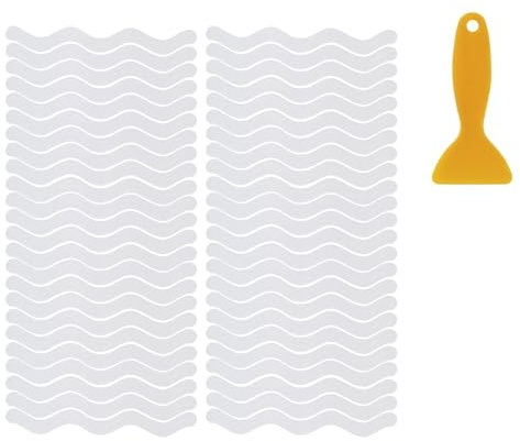 UIHRLM Non-Slip Bathtub Stickers, Transparent Traceless Waterproof Bathtub Anti Slip with Scraper Tool, Safety No Slip Strips for Home Kitchen Shower Floor Bath Tub Stairs Ladders (48, White)