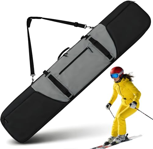 TVDARMO 360° Padded Ski and Snowboard Travel Bag, Water-resistant Durable Storage Case for Air Travel and Road Trips (Grey, 160CM)