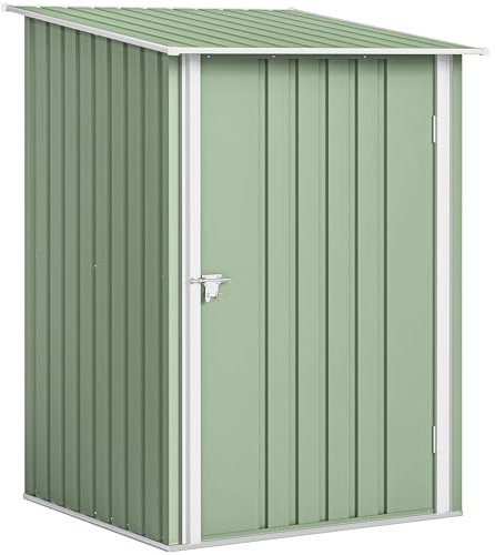 Outsunny Casetta da Giardino 0.92m² Acciaio Zincato, Verde Chiaro