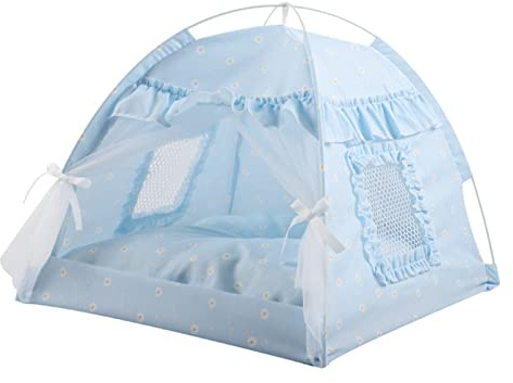 Acouto Casa de Campaña para Gatos, Cortina de Gasa con Ventilación Semicerrada, Tienda Portátil de Verano para Mascotas, para Mascotas, Gatos, Perros, 40x40x37cm / 15 7x15 7x14 6 Pulgadas, Adecuado
