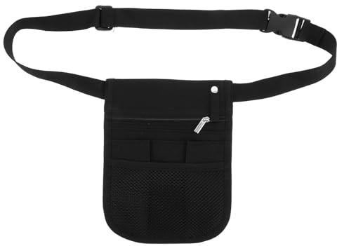 AMUSLESUR Multifunctional Black Oxford Cloth Fanny Pack with Multiple Compartments and Pockets, Organizing Tools Waist Bag for Nurses and Waiters, Practical Crossbody Purse for Work
