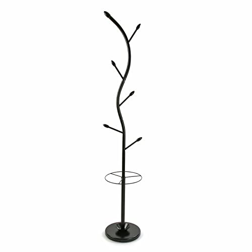 VERSA Derby Appendiabiti da Terra in Stile Minimalista, Attaccapanni da Terra per Ingresso, con 6 Ganci o Appendiabiti, Misure (A x L x l) 185 x 30 x 30 cm, Metallo, Colore Nero