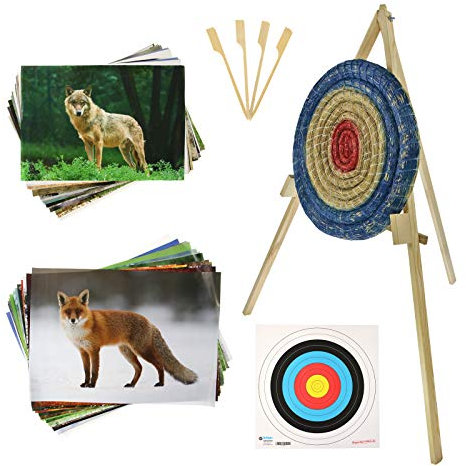EINSTEIGERSET | Zielscheibe aus Stroh - inkl. Ständer und Auflagen (65x6, Strohscheibe); Zubehör für Bogenschießen, Pfeil und Bogen, Bogensport