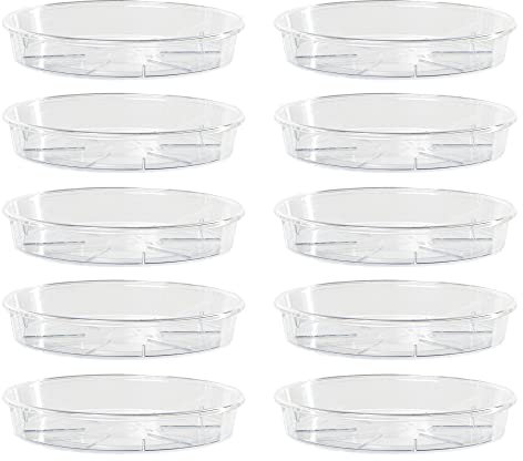 Kalapanta - Lot de 10 Soucoupes pour Pots de Fleurs Transparentes en Plastique résistant, Forme Ronde pour intérieure ou extérieure (10, Ø 12 cm)