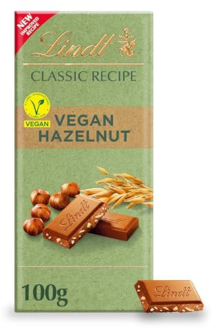 Lindt CLASSIC RECIPE Hazelnut Vegan Chocolate Bar, 100g - Smooth Vegan Oat Chocolate with Gently Roasted Hazelnut Pieces