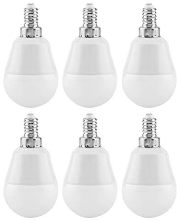 Pilipane LED-G16,5-Globus-Glühbirne, 5 Watt (entspricht 40 W), 350 Lumen, dimmbar, Kandelaber E12-Sockel, Kurze Birnen, Schminkbirnen, Energy Star-gelistet, mattiert, 6 Stück, Glühbirne LED Warmw