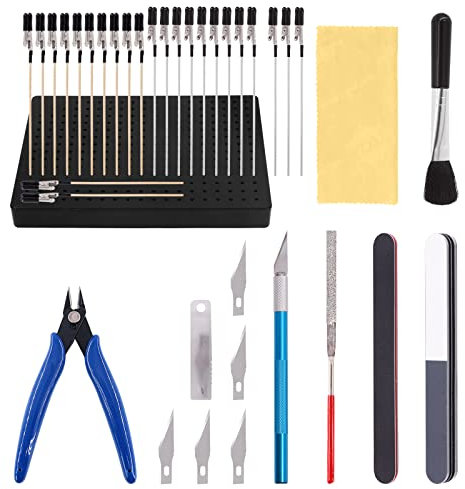 Swpeet 37Pcs Professional Painting Stand Base Halter und Gundam Modeler Basic Tools mit Alligator Clip Sticks Kit