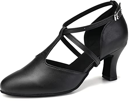TINRYMX Latinska dansskor för kvinnor salsa tango karaktär balsal dansskor, modell-QJW272, Qjw272 Svart mocka sula 2 36 tum, 39.5 EU