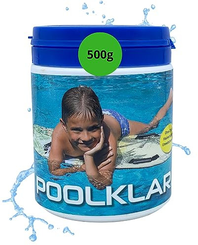 POOL BOOSTER Poolklar Pulver 500 g I Wasserpflege für Pool, Whirlpool & Planschbecken I Pool Reiniger für klares Wasser I Poolpflege gegen grünes Wasser I Poolklar mit Ascorbinsäure & Vitamin C