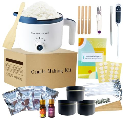 DIY Candle Making Kit with Electric Wax Melter, Make Your Own Wax Melts Kit Adults with1.5lbs Soy Wax for Candle Making, Thermometer,Dyes,Fragrance and More