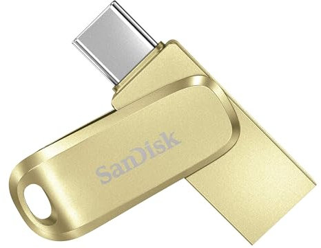 SanDisk Ultra Dual Drive Luxe USB Type-C-Laufwerk Smartphone Speicher 128 GB (Mobiler Speicher, USB 3.2 Gen 1, drehbares Design, 400 MB/s Lesen, USB Laufwerk, automatisches Backup) Gold