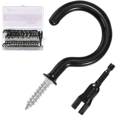 ColumPRO Stainless Steel Screw Hooks Set with 40PCS Ceiling Hooks & One Wing Nut Driver for Home & Office Organization, Heavy-Duty, Easy to Install, Durable.