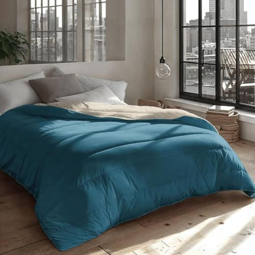 Zelesta Royalbed Bettdecke 240x200 4 Jahreszeiten - Bettwäsche winterdecke und Sommer-Bettdecke warm Duvet - Waschbare bettdecke ohne Bezug - Anti-Allergene Steppdecke (Midnight & Sand Beach)
