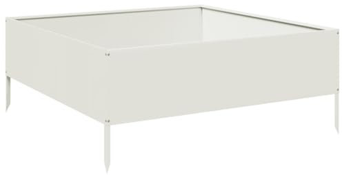 vidaXL Fioriera Rialzata da Giardino Bianca 100x100x25 cm in Acciaio, fioriera rialzata, fioriera Rettangolare, fioriera, fioriera da Giardino