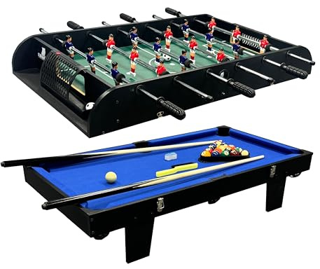 Cougar All-in-One 2 en 1 Mesa Multijuegos en Verde/Azul | Mini Mesa multifuncion, Billar y Futbolin | Multijuego