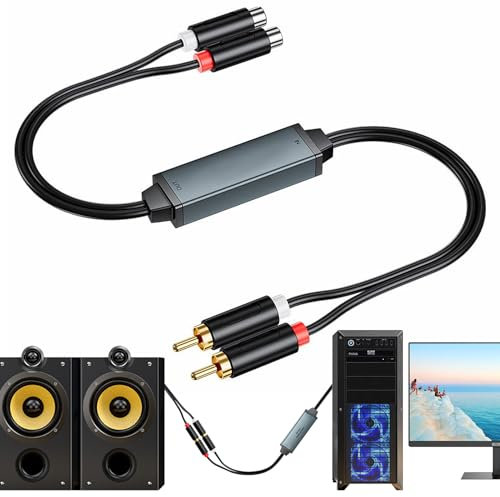 Editbar Audio Isolator Entstörfilter – Phono Entstörfilter für Auto und Heim Audiosysteme, Bluetooth-Lautsprecher, Ground Loop Isolator, Rauschunterdrückung mit Cinch Audiokabel